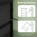 Meuble TV, Meuble de divertissement pour téléviseurs de 45 à 65 pouces, avec lumières, 8 tiroirs en tissu, cadre en métal et dessus en bois, meuble de rangement pour salon, chambre, couloir.