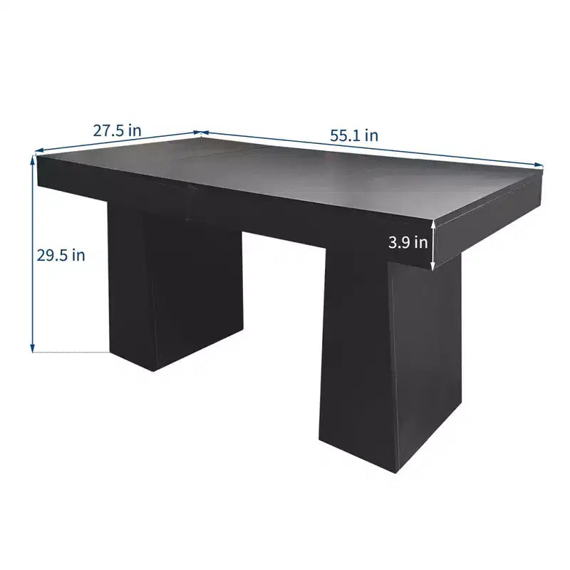 Bureau de direction moderne du milieu du siècle 55, bureau d'ordinateur en bois avec double base trapézoïdale, table d'écriture de bureau à domicile