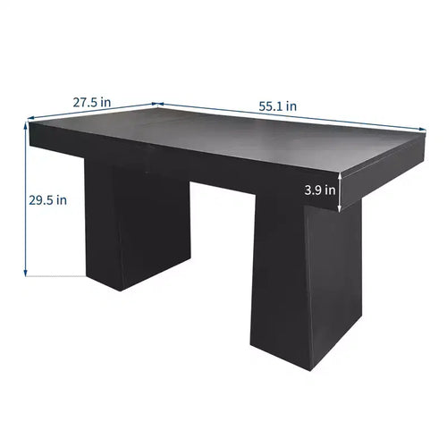 Bureau de direction moderne du milieu du siècle 55, bureau d'ordinateur en bois avec double base trapézoïdale, table d'écriture de bureau à domicile