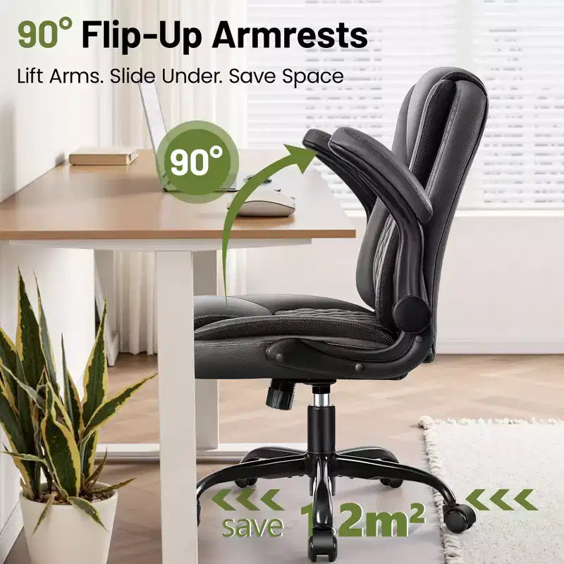 Chaise de Bureau de Direction en Cuir KERDOM, Chaise de Bureau Ergonomique avec Roulettes