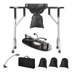 Portable Foldable Manicure Table with Electric Dust Collector LED Lamp and 4 Wheels Black