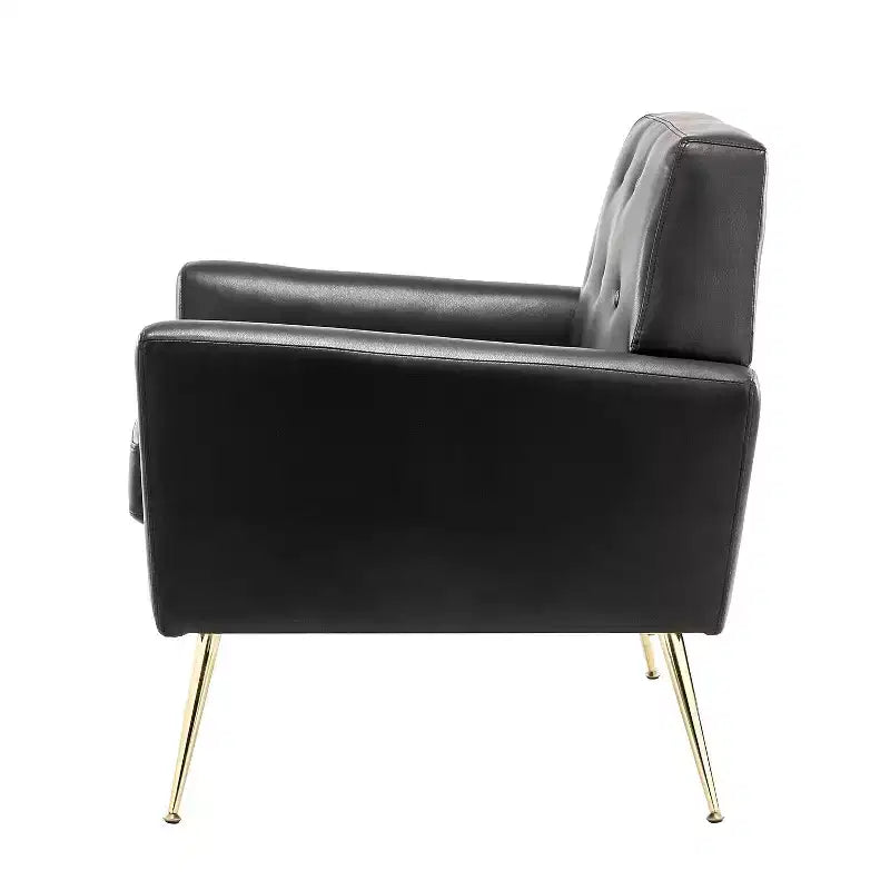 Lot de 2 fauteuils d'appoint contemporains en bois rembourrés Maris avec capitonnage pour chambre à coucher et salon | ART OF LIVING DESIGNS