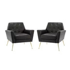 Set of 2 Maris Wooden Upholstered Contemporary Accent Armchair with Button-tufted for Bedroom Living Room| ART OF LIVING DESIGNS
