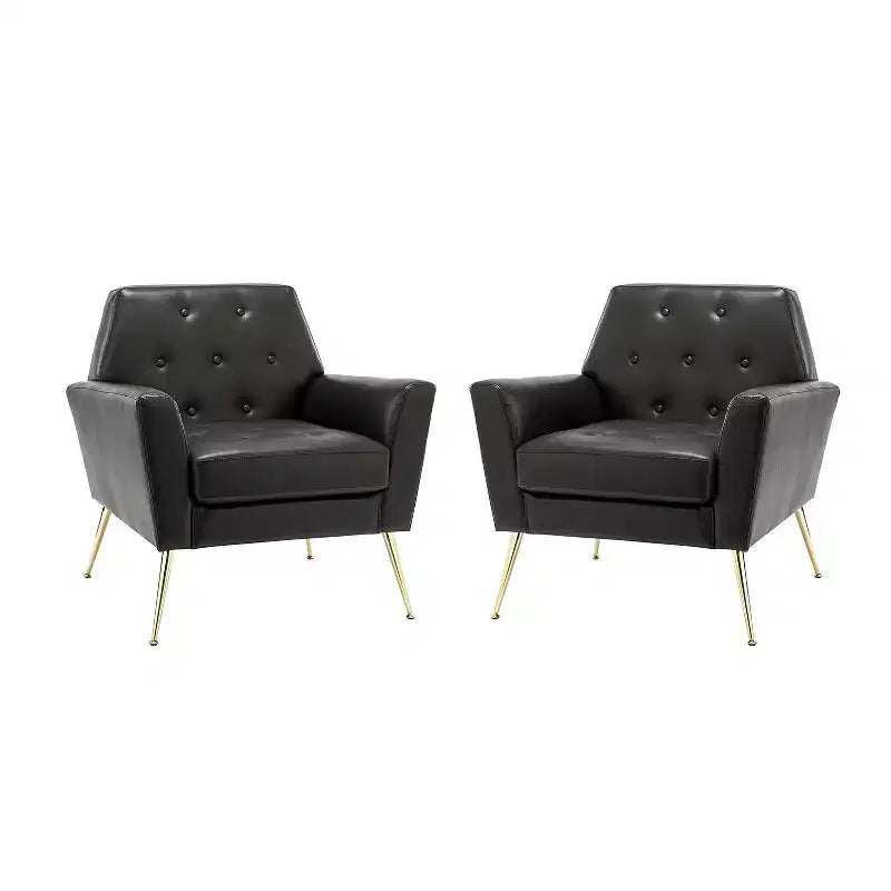Set of 2 Maris Wooden Upholstered Contemporary Accent Armchair with Button-tufted for Bedroom Living Room| ART OF LIVING DESIGNS