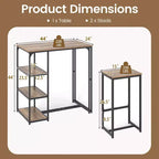 Ensemble de table de bar 3 pièces Costway avec 2 tabourets et 3 étagères de rangement pour 2 personnes