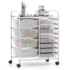 Costway 12-Drawer Rolling Storage Cart with Removable Drawers & Lockable Casters for Office Clear