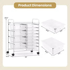 Chariot de rangement roulant Costway à 12 tiroirs avec tiroirs amovibles et roulettes verrouillables pour le bureau, transparent