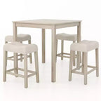 Ensemble table de bar carrée 5 pièces Costway pour 4 avec tabourets rembourrés Pieds en bois d'hévéa pour cuisine