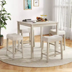 Ensemble table de bar carrée 5 pièces Costway pour 4 avec tabourets rembourrés Pieds en bois d'hévéa pour cuisine
