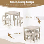Ensemble table de bar carrée 5 pièces Costway pour 4 avec tabourets rembourrés Pieds en bois d'hévéa pour cuisine