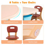 Costway Table et chaises pour enfants 3 pièces avec rangement Café