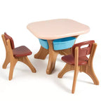 Costway Table et chaises pour enfants 3 pièces avec rangement Café