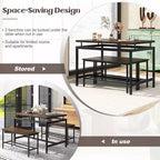Costway Ensemble Table à Manger 3 Pièces pour 4 avec Table de Cuisine en Bois 43", 2 Bancs et Cadre en Métal