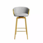 HomeRoots Lot de deux chaises de bar pivotantes de 30 pouces en velours gris et or et métal à hauteur de bar