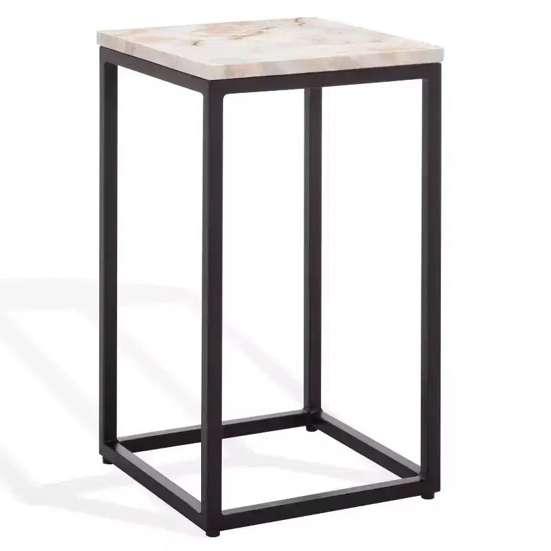 Table d'appoint Macklyn Square en marbre - SFV5768 - Marron clair/Noir - Safavieh Couture