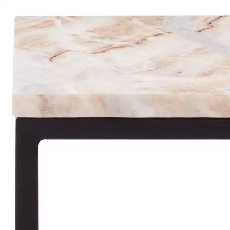 Table d'appoint Macklyn Square en marbre - SFV5768 - Marron clair/Noir - Safavieh Couture