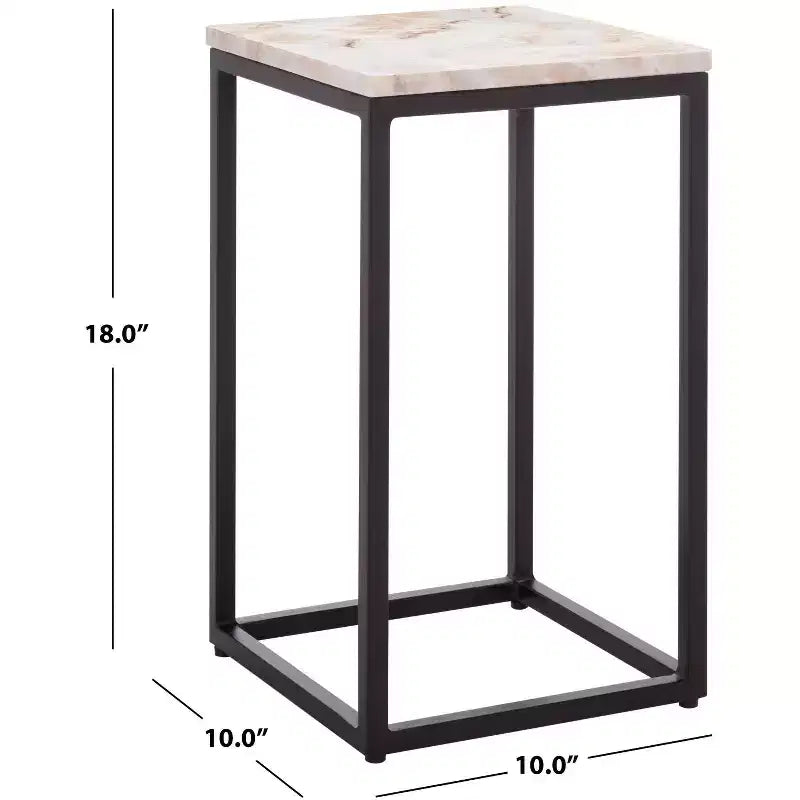 Table d'appoint Macklyn Square en marbre - SFV5768 - Marron clair/Noir - Safavieh Couture