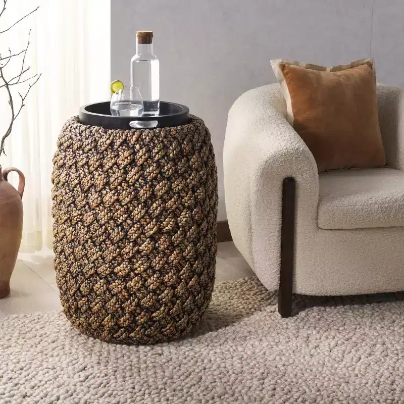 Table d'appoint Bayley Waterhyacinth Storage - CWK2011 - Naturel/Marron foncé - Safavieh Couture