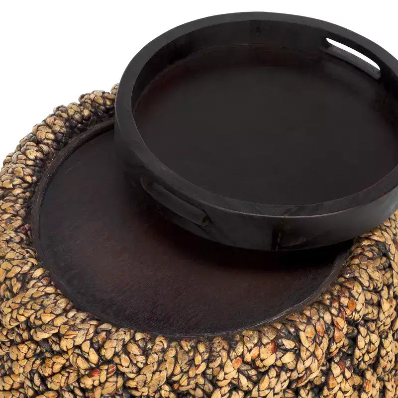 Table d'appoint Bayley Waterhyacinth Storage - CWK2011 - Naturel/Marron foncé - Safavieh Couture