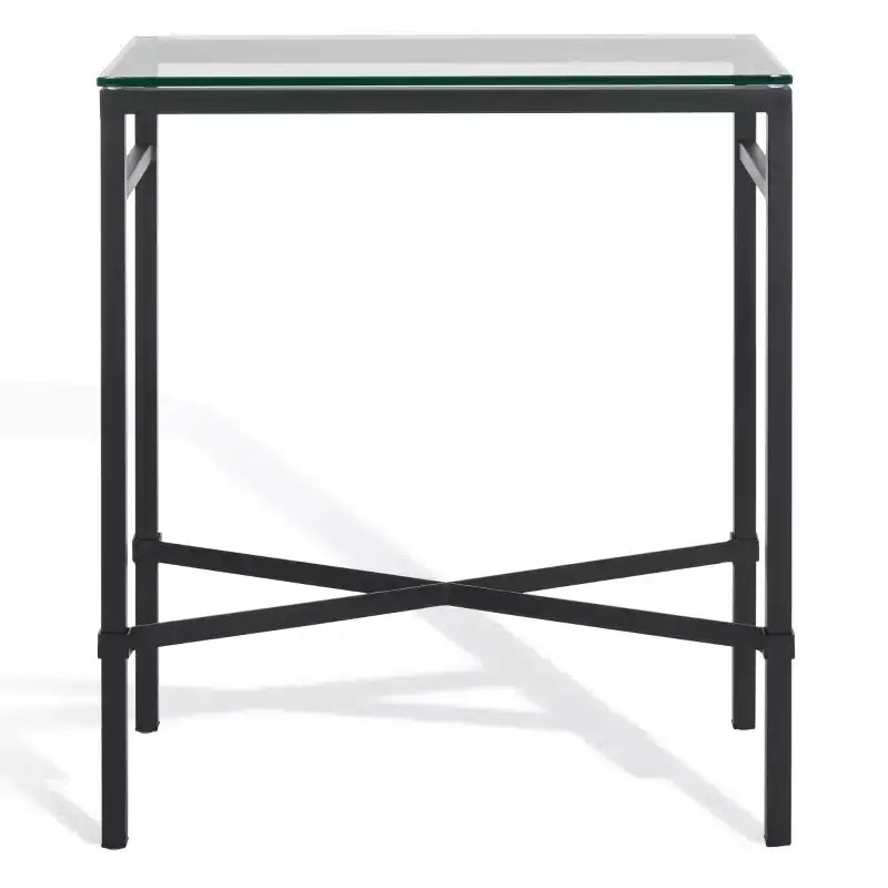 Viggo Glass Side Table - AMH8300 - Black - Safavieh Couture