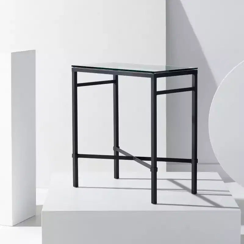Table d'appoint en verre Viggo - AMH8300 - Noir - Safavieh Couture