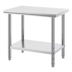 Stainless Steel Prep Table, 35 x 24 x 31 Inch, 700 lbs Load Capacity Heavy Duty Metal Worktable with Adjustable Height