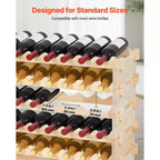 VEVOR Casier à vin empilable modulaire 96 bouteilles, support à bouteilles de vin à 8 niveaux, étagère de rangement pour bouteilles de vin sur pied en bois massif, couleur bois naturel