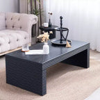 GDFStudio Lennox Modern Wood Ribbed Rectangular Coffee Table
