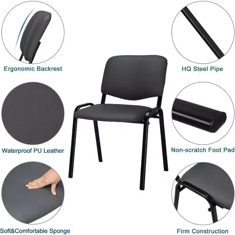 Lot de 5 chaises empilables en polyuréthane Karl Home pour salle d'attente et salle de conférence