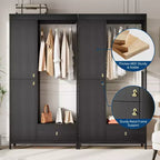 Meuble de rangement autoportant avec étagères et tringle à vêtements, portemanteau moderne en métal avec côtés en maille et tiroir