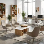 Table basse moderne FurnitureR à 2 niveaux avec surface de travail surélevée, table de salon blanche et finition chêne avec rangement ouvert