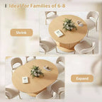 Table à manger ovale extensible MooxvMoo 47.24-62.99, base moletée distinctive avec rail coulissant en métal lisse pour cuisine, salon, marron clair