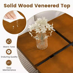 Table basse carrée Costway avec plateau fendu en placage de bois massif et base encastrée pour appartement
