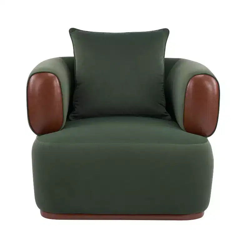Christopher Knight Home Katia, fauteuil moderne en velours et similicuir avec oreiller