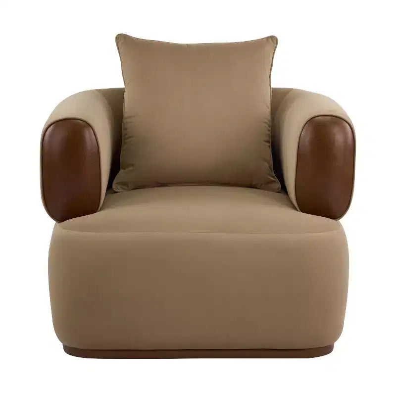 Christopher Knight Home Katia, fauteuil moderne en velours et similicuir avec oreiller