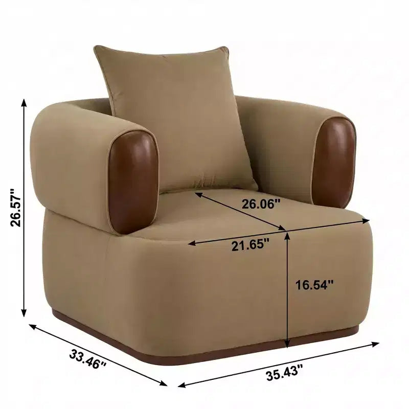 Christopher Knight Home Katia, fauteuil moderne en velours et similicuir avec oreiller