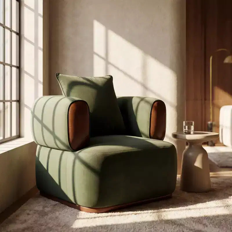 Christopher Knight Home Katia, fauteuil moderne en velours et similicuir avec oreiller