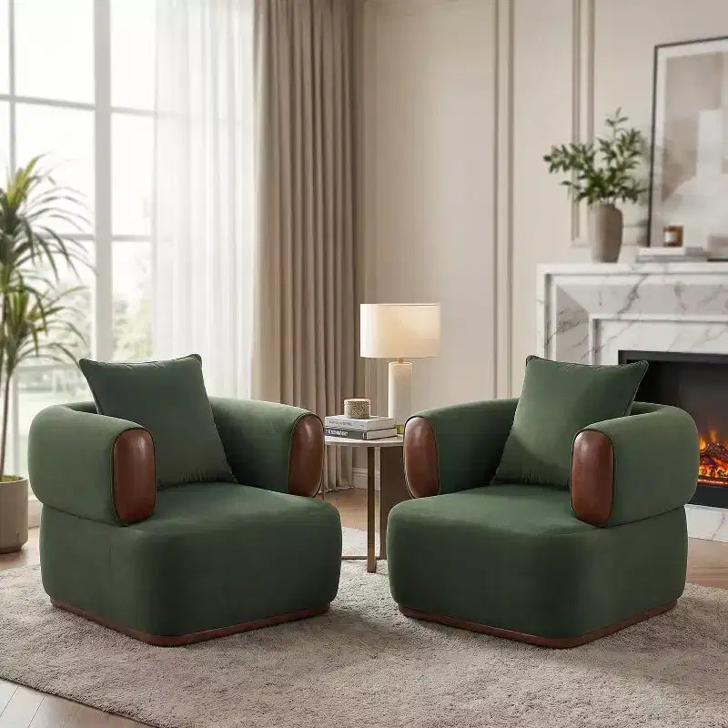 Christopher Knight Home Katia, fauteuil moderne en velours et similicuir avec oreiller (ensemble de 2)
