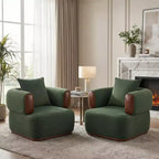 Christopher Knight Home Katia, fauteuil moderne en velours et similicuir avec oreiller (ensemble de 2)