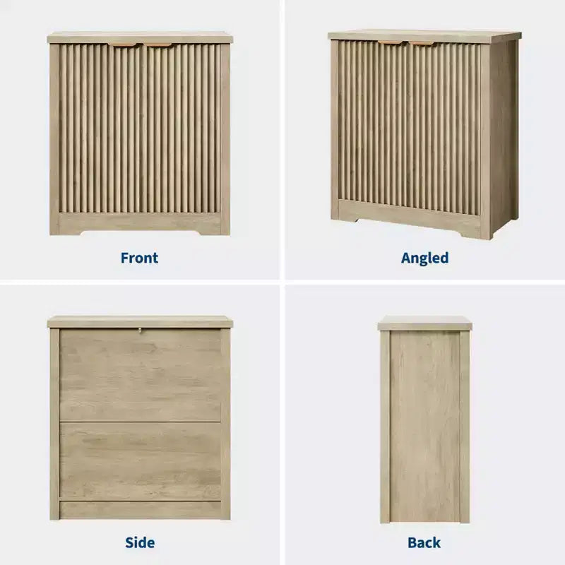 Buffet en bois cannelé moderne avec portes et étagères, console élégante pour salon, salle à manger et couloir
