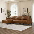 GDFStudio Arvin 112, canapé d'angle moderne 3 places en similicuir avec ottoman