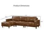 GDFStudio Arvin 112, canapé d'angle moderne 3 places en similicuir avec ottoman