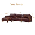 GDFStudio Arvin 112, canapé d'angle moderne 3 places en similicuir avec ottoman