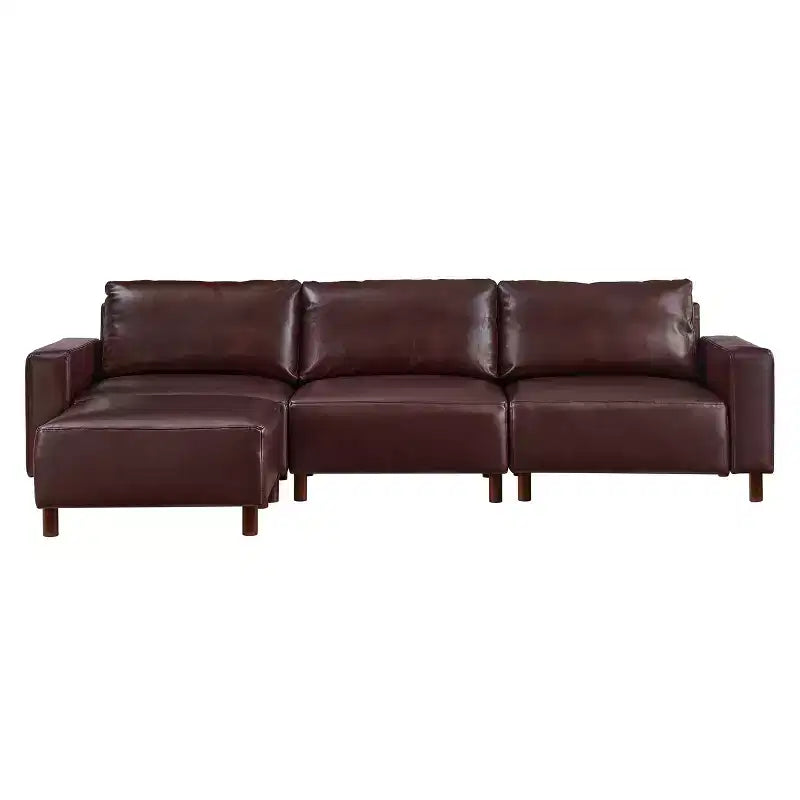 GDFStudio Arvin 112, canapé d'angle moderne 3 places en similicuir avec ottoman