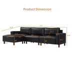 GDFStudio Arvin 112, canapé d'angle moderne 3 places en similicuir avec ottoman