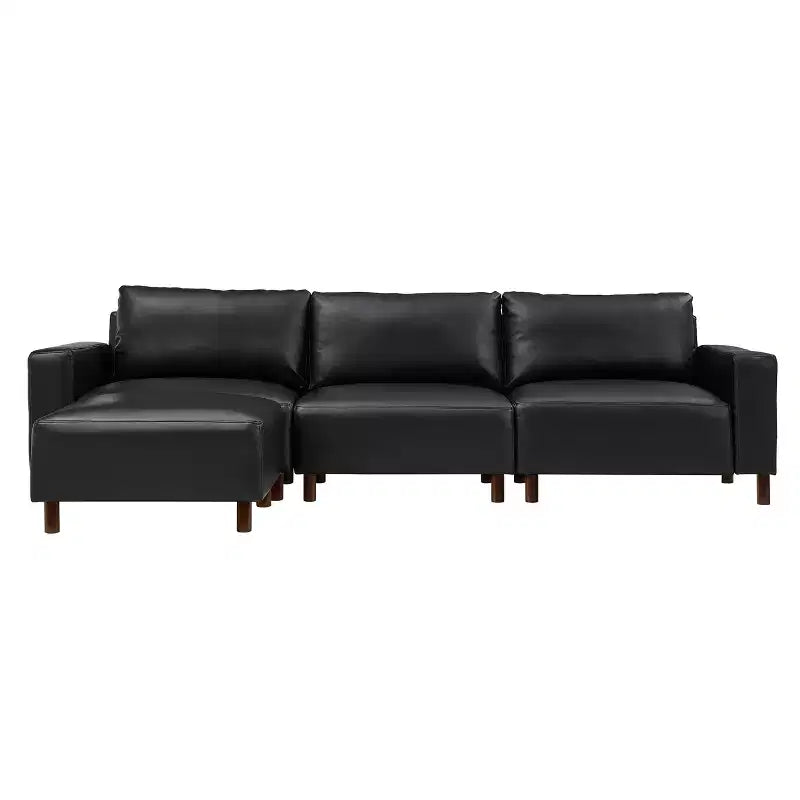 GDFStudio Arvin 112, canapé d'angle moderne 3 places en similicuir avec ottoman