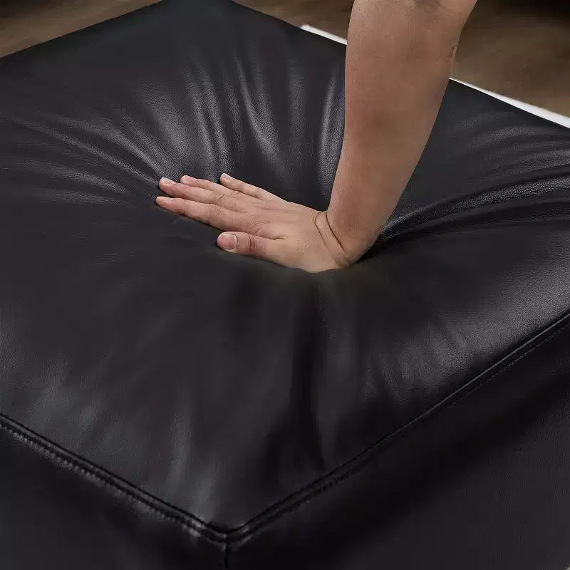 GDFStudio Arvin 112, canapé d'angle moderne 3 places en similicuir avec ottoman