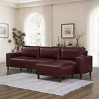 GDFStudio Arvin 112, canapé d'angle moderne 3 places en similicuir avec ottoman