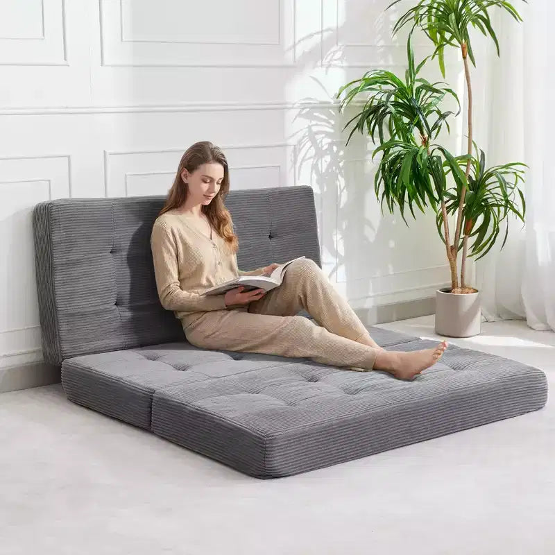 Matelas pliant en mousse 80,4x60, 6 plis, avec velours côtelé capitonné, lit d'appoint portable pour la maison, le salon et le camping
