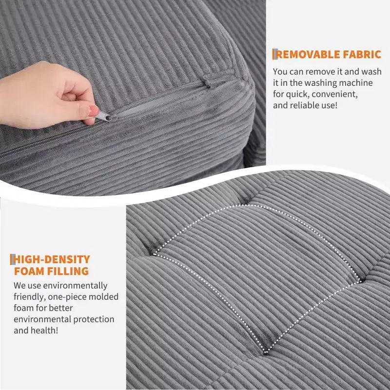 Matelas pliant en mousse 80,4x60, 6 plis, avec velours côtelé capitonné, lit d'appoint portable pour la maison, le salon et le camping